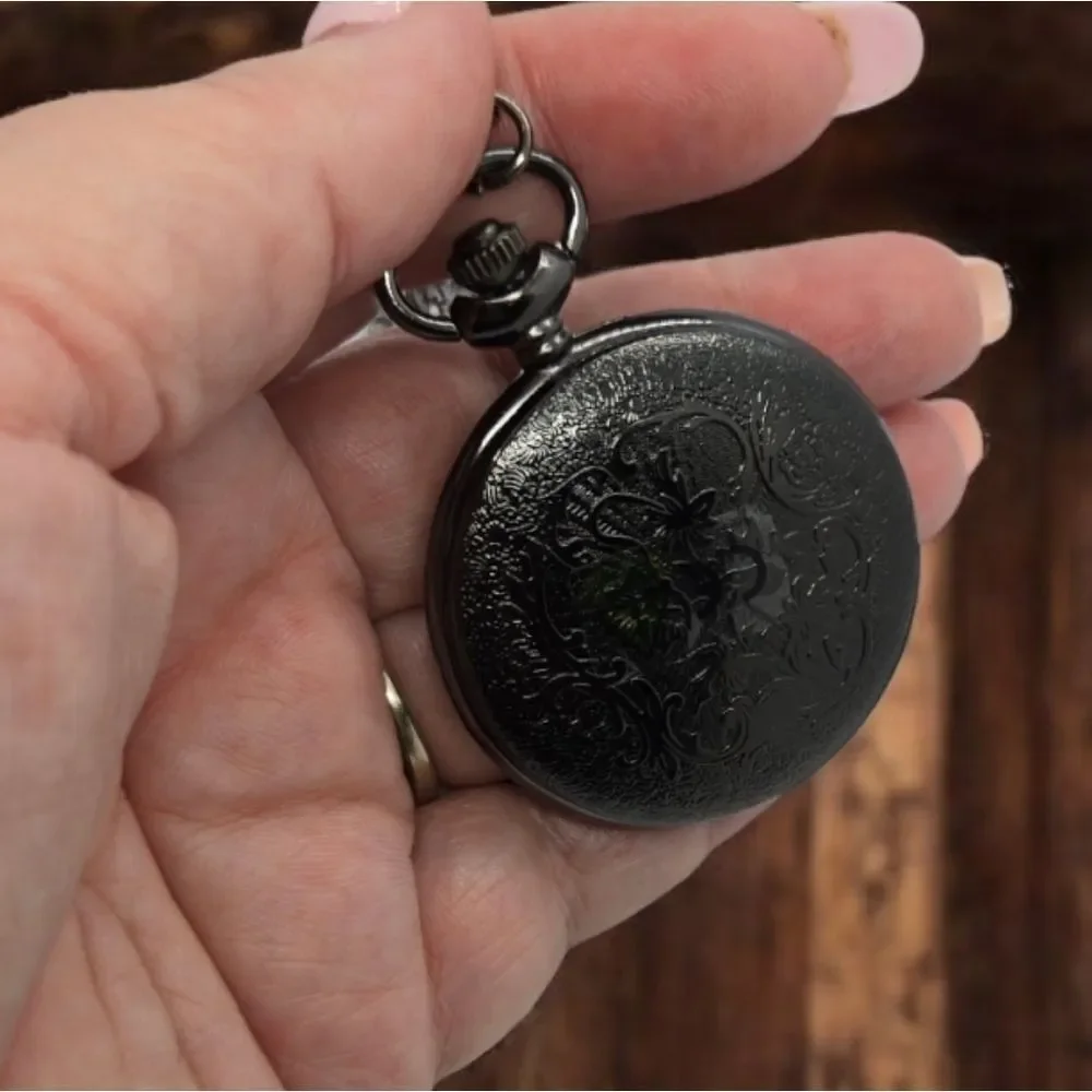 Kraken Octopus Pocket Watch Black Steampunk Pirate Nautical Quartz Chain Vintage